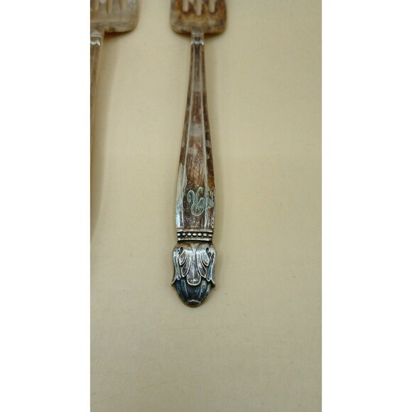 Vntg HOLMES & EDWARDS IS Danish Princess Inlaid Silver Plate - Salad Forks 4 Pcs - Picture 4 of 6